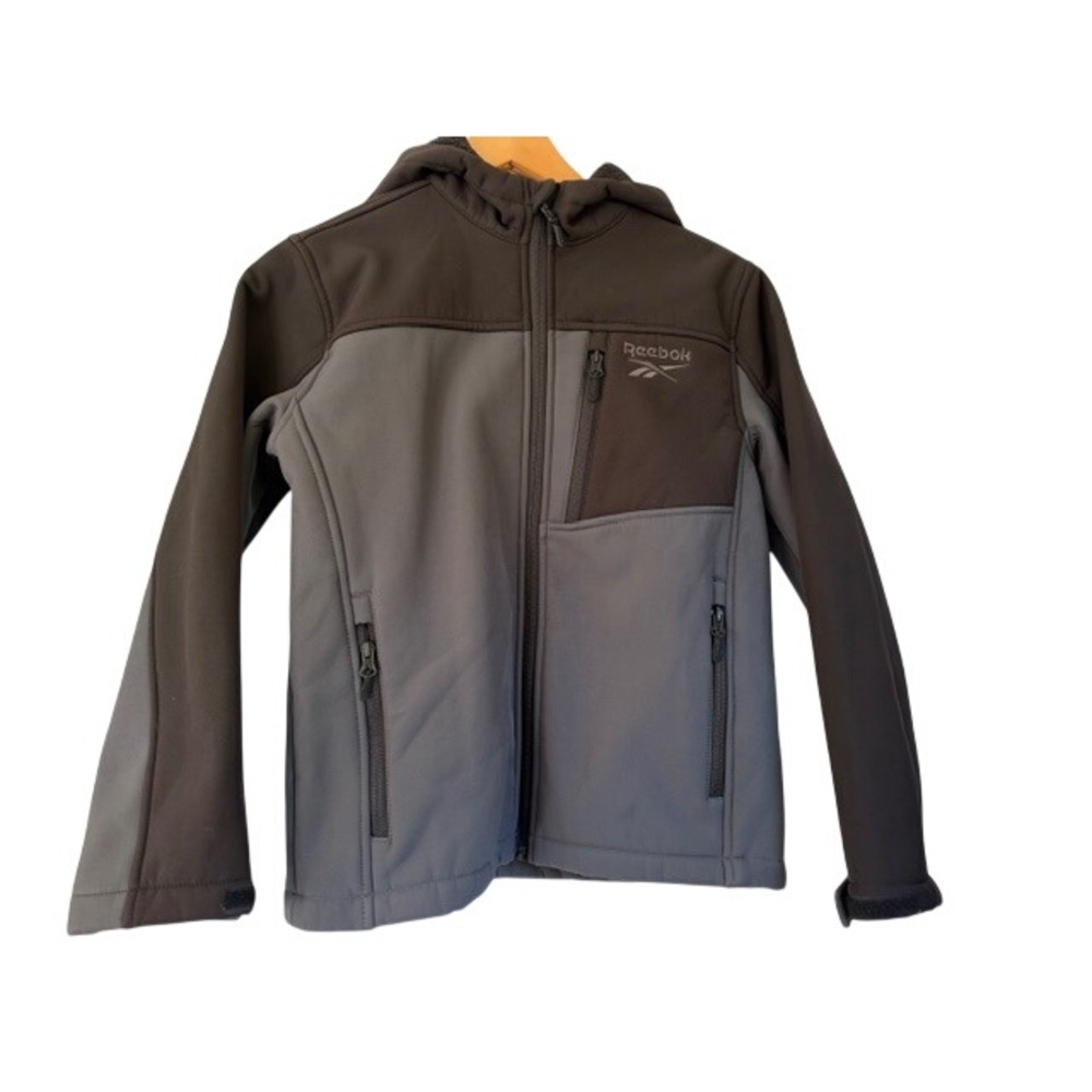 Reebok Boys Softshell Jacket Grey Fleece Lined Hooded Full Zip 10/12
